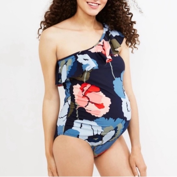 Motherhood Maternity‎ One-Shoulder Swimsuit M – NWT Floral One Piece - Picture 1 of 6